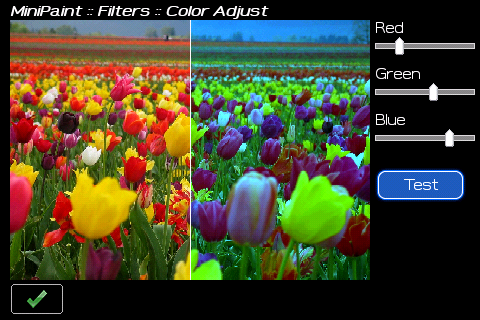 Testing color adjust filter